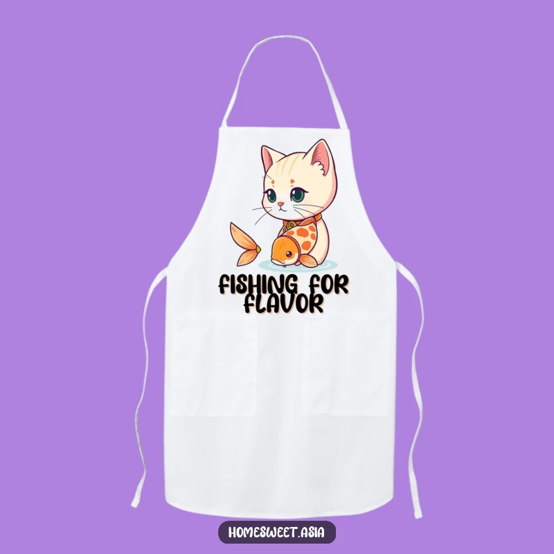 Elegant Funny Cat Koi Apron: Cook with Serene and Hilarious Flair