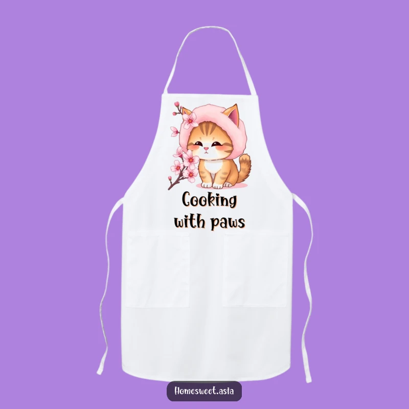 Funny Cat Fur Hat Apron - Kitchen Cooking Blossom Sniffing Fun Gift