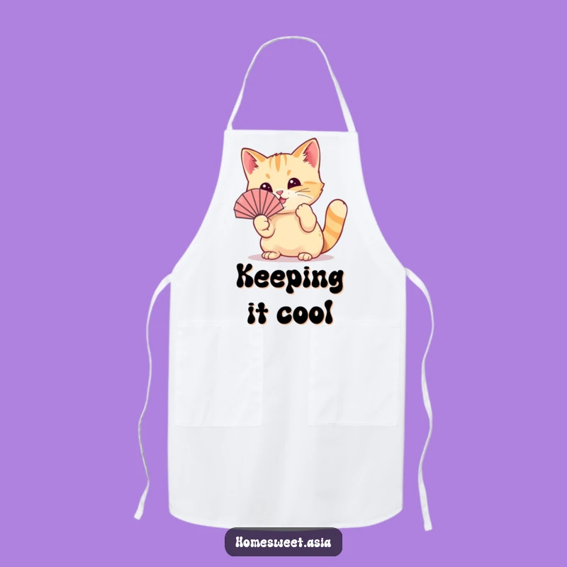 Chic Funny Cat Fan Apron: Stay Cool and Hilarious While You Cook