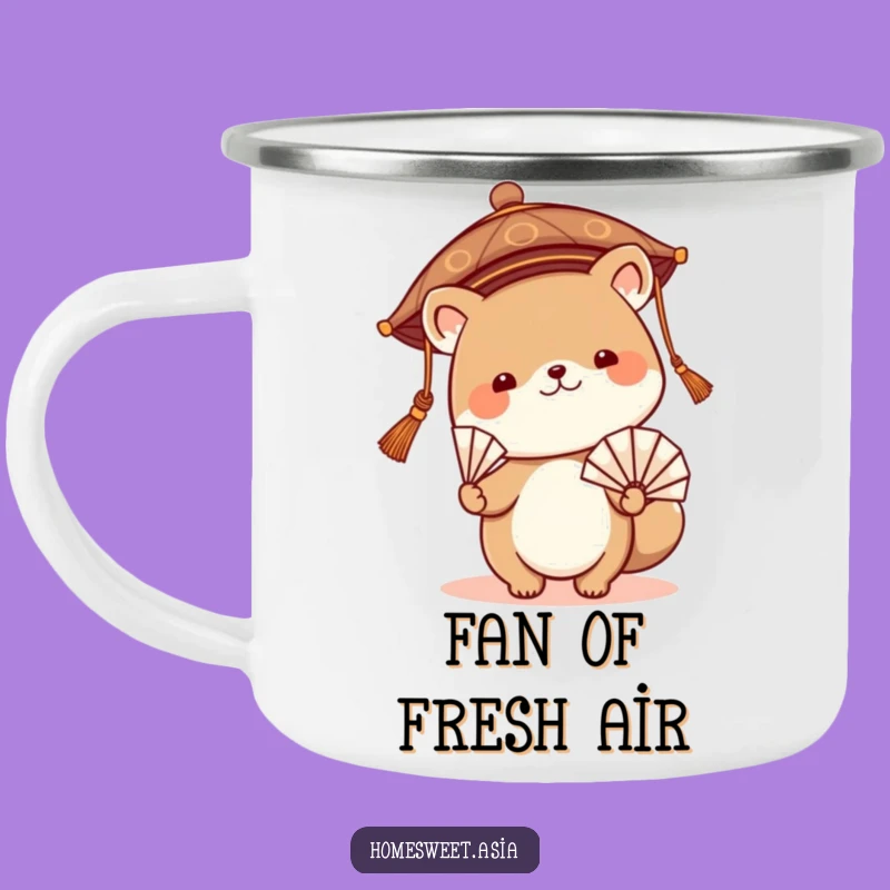 Funny Asian Hat Animal Fan Camping Mug: Outdoor Adventure Humor