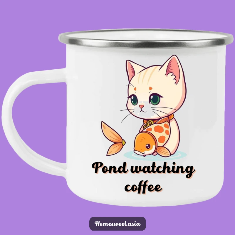 Durable Funny Cat Koi Camping Mug: Adventure with Serene Humor