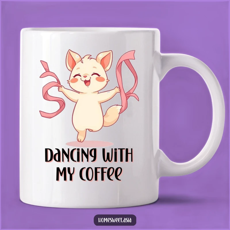Funny Dancing Animal Ribbon Mug: Joyful Movement & Fun Gift!