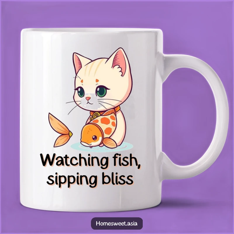 Funny Elegant Cat Koi Mug: Serenity and Humor for Your Favorite Beverage