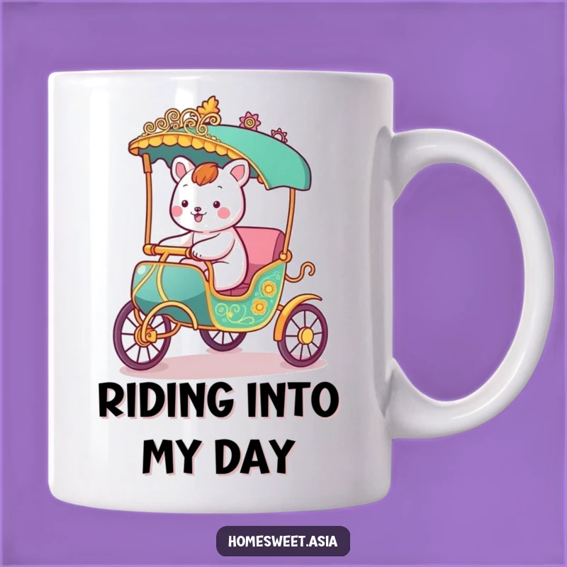 Funny Rickshaw Animal Mug: Happy Rider & Hilarious Gift!