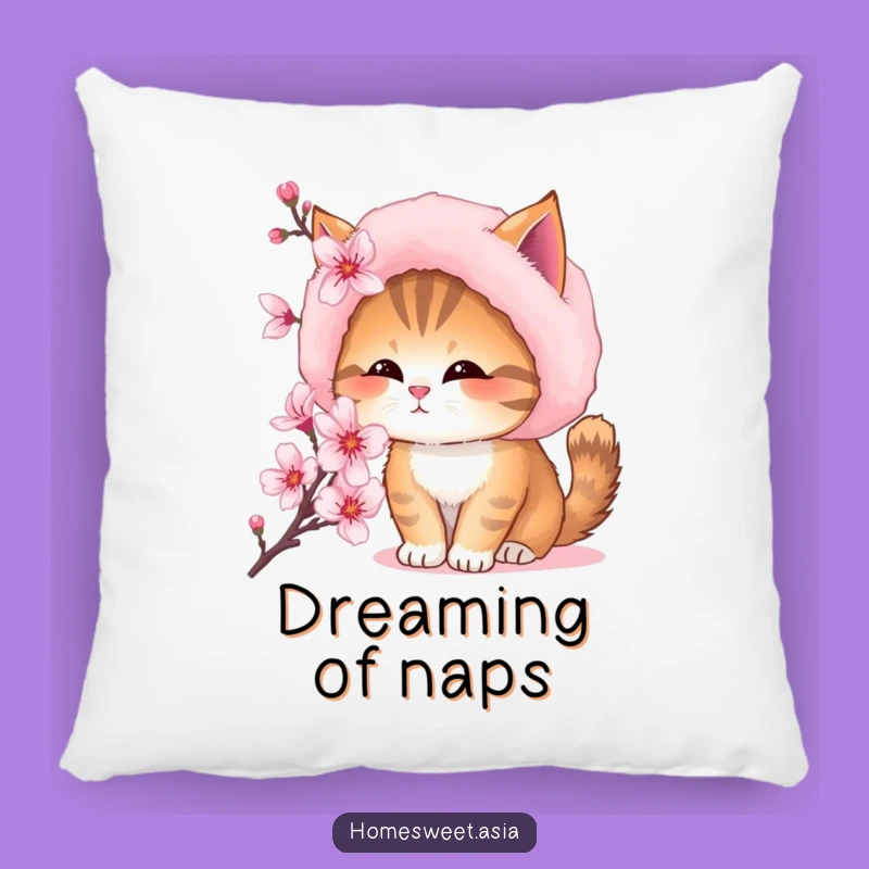 Funny Cat Blossom Sniffing Pillow - Cozy Fur Hat Home Decor Gift