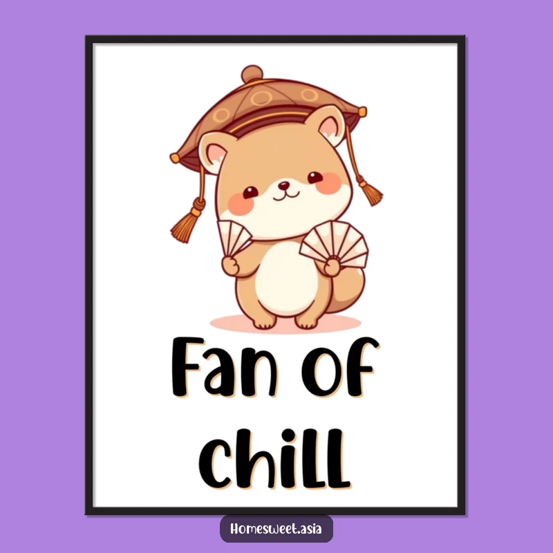 Funny Asian Hat Animal Fan Digital Print: Instant Whimsical Decor