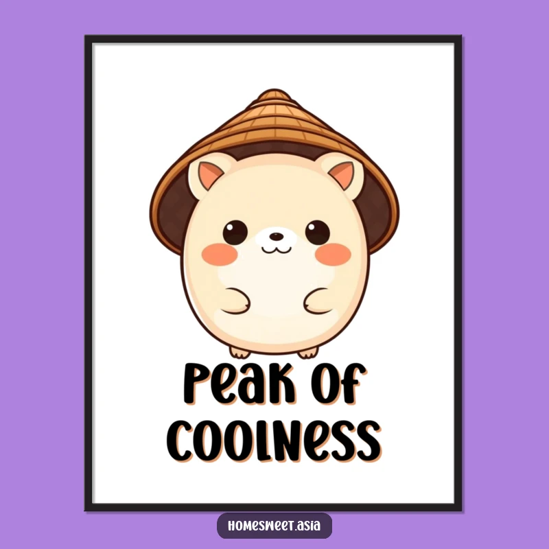 Funny Charming Animal Conical Hat Digital Art: Instant Cultural Decor, Unique Funny Gift