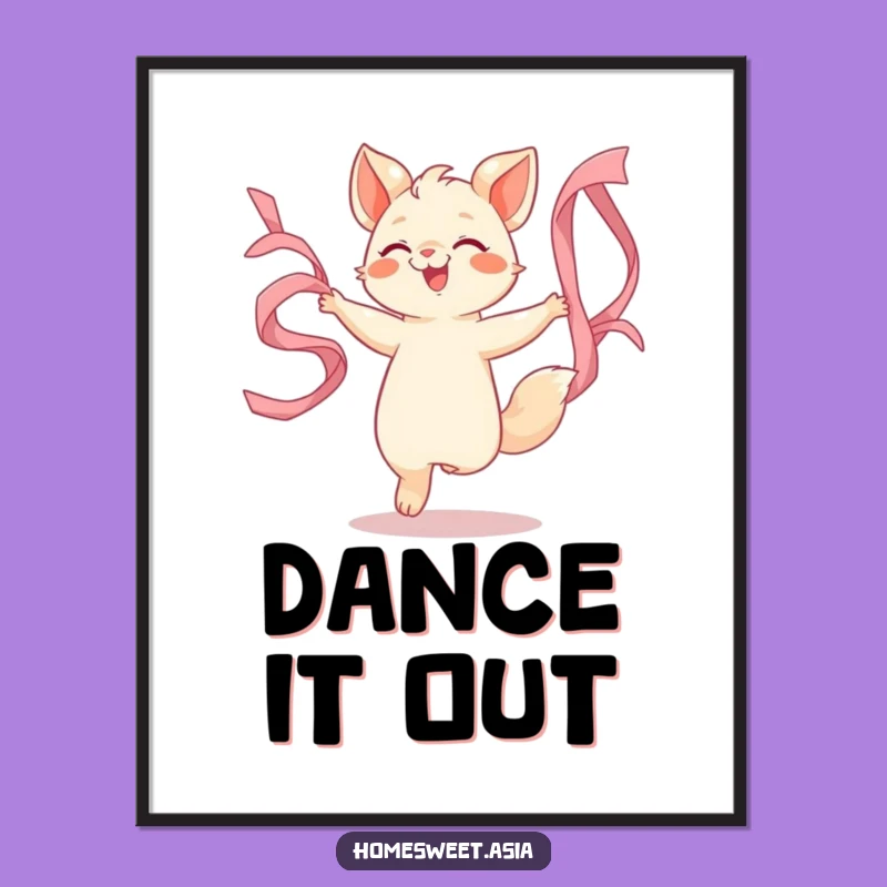 Funny Dancing Animal Ribbon Digital Print: Instant Artistic Decor