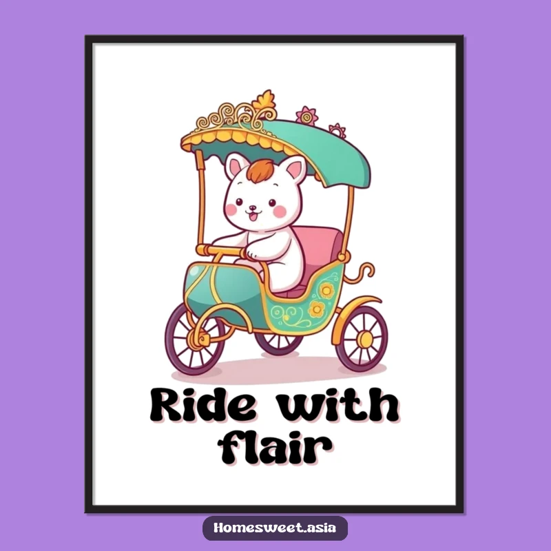 Funny Rickshaw Animal Digital Print: Instant Joyful Decor