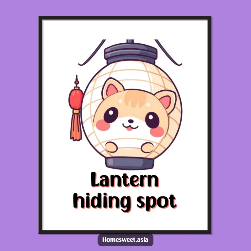 Funny Curious Animal Lantern Digital Print - Instant Humorous Wall Decor Gift