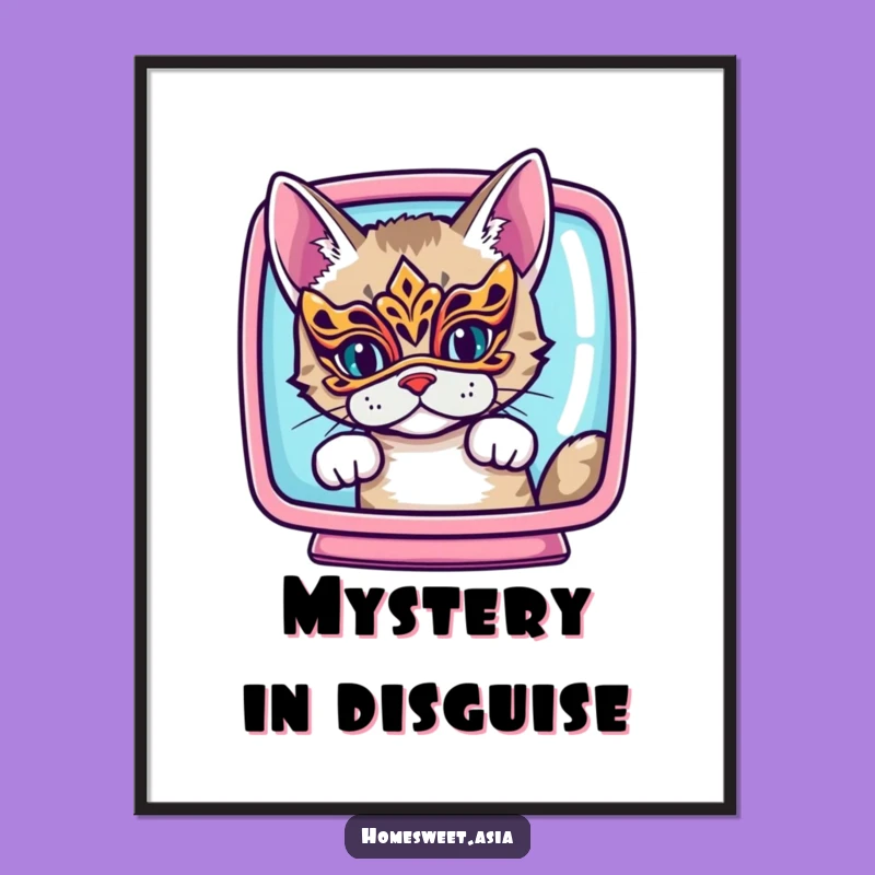 Funny Cat Mask Digital Art: Instantly Add Mysterious Humor to Your Space