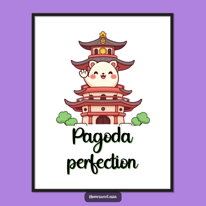 Funny Happy Animal Pagoda Digital Art: Instant Cultural Decor, Unique Funny Gift