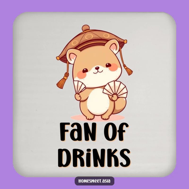 Funny Asian Hat Animal Fan Coaster Set: Protect Surfaces with Style