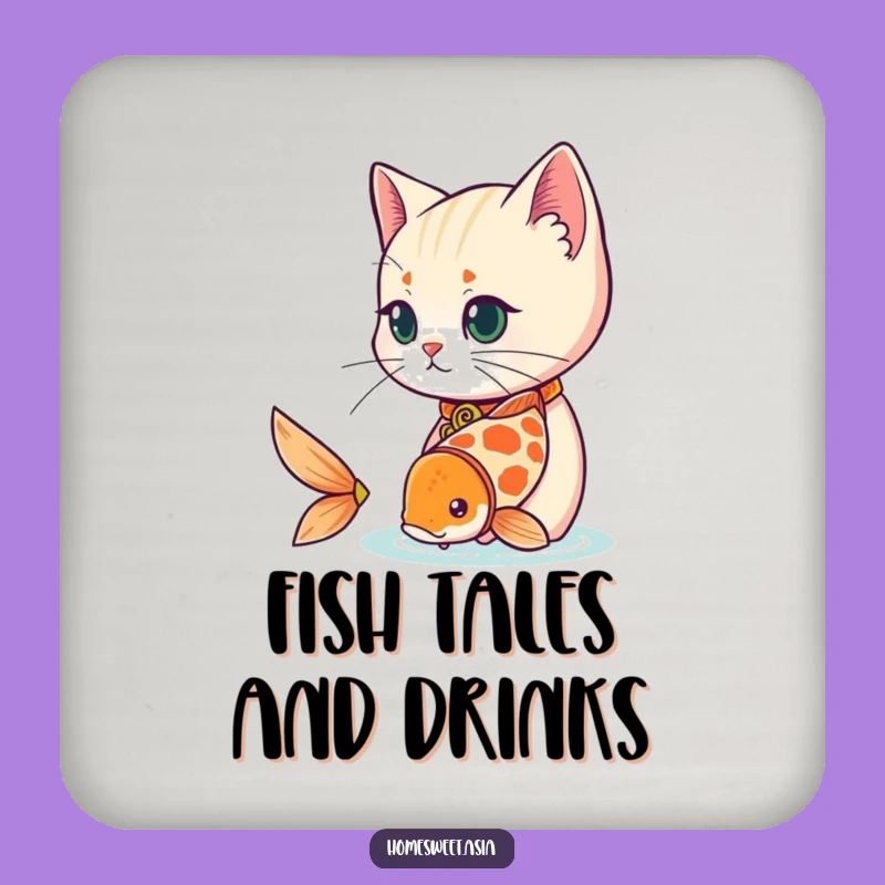 Set of Funny Cat Koi Coasters: Protect Surfaces with Serene Humor