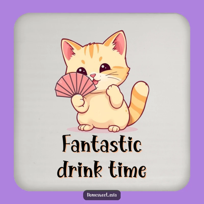 Set of Funny Cat Fan Coasters: Protect Surfaces with Playful Coolness