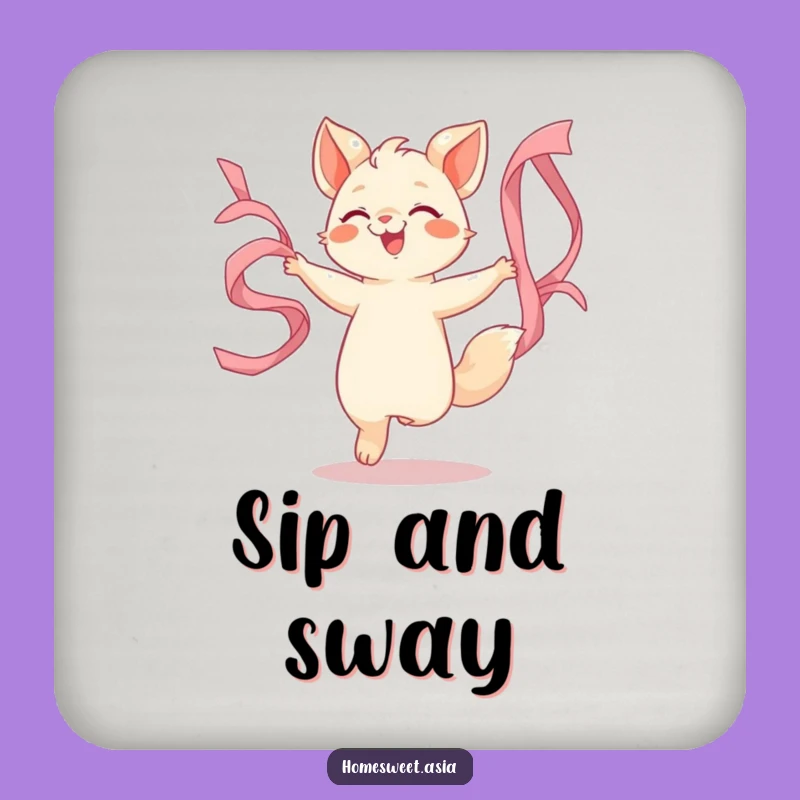 Funny Dancing Animal Ribbon Coaster Set: Artful Surface Protection