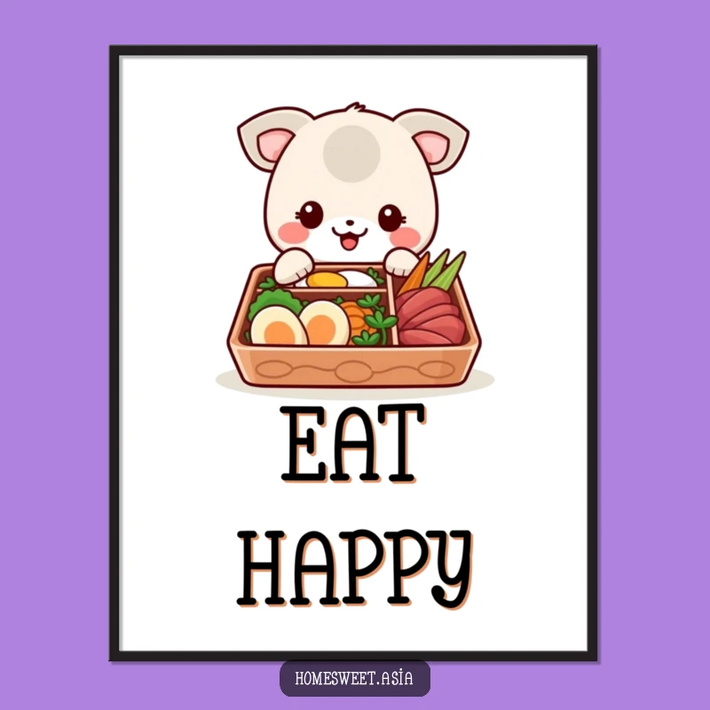 Funny Bento Box Animal Poster: Cheerful Wall Art & Unique Gift