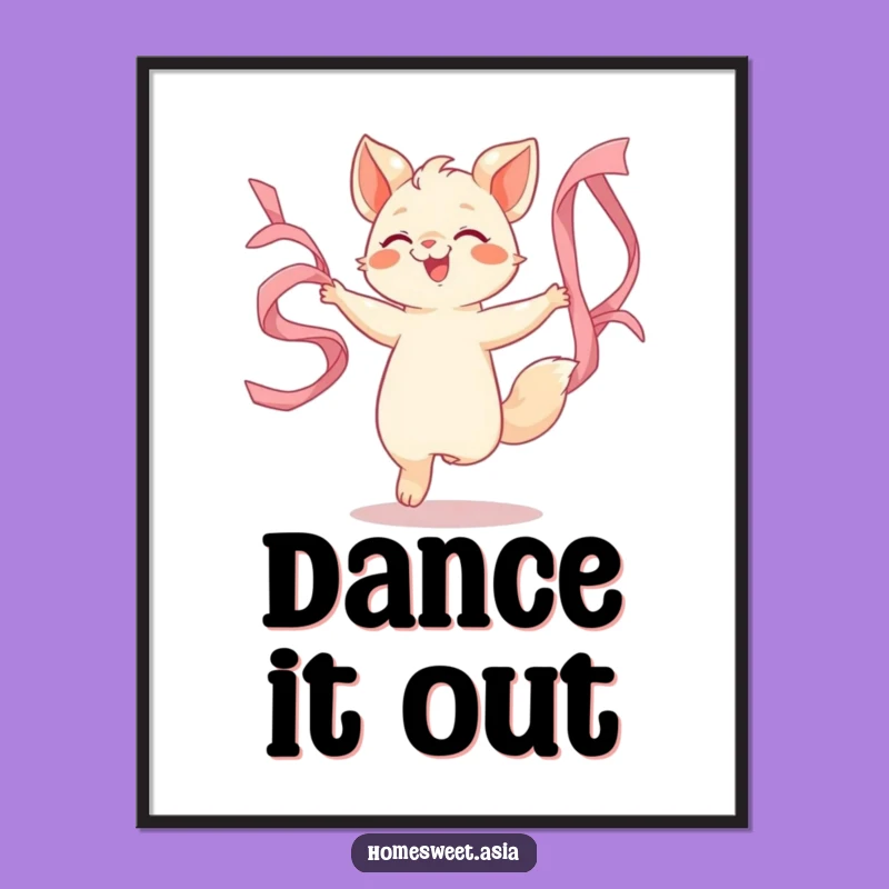 Funny Dancing Animal Ribbon Poster: Joyful Art for Any Wall