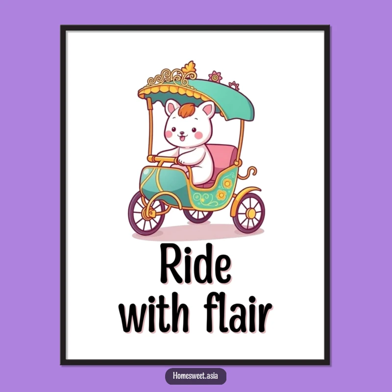 Funny Rickshaw Animal Poster: Joyful Art for Adventurous Souls