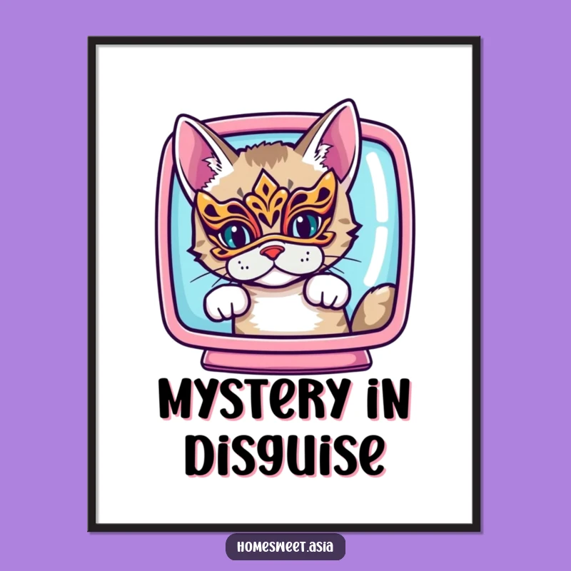 Vibrant Funny Cat Mask Poster: Add Intriguing Humor to Your Wall Decor