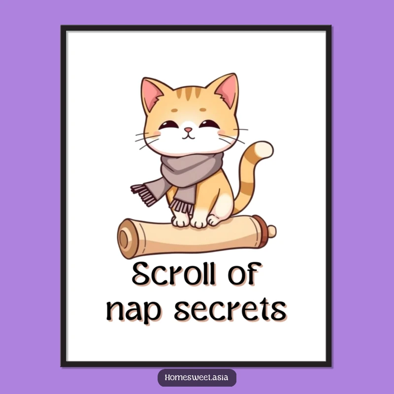 Elegant Funny Cat Scroll Poster: Add Sophisticated Humor to Your Walls