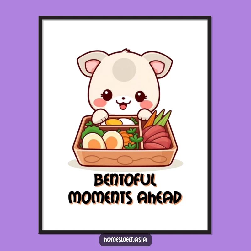 Foodie Free Printable Wall Art: Bento Box Animal Eating Downloadable Decor