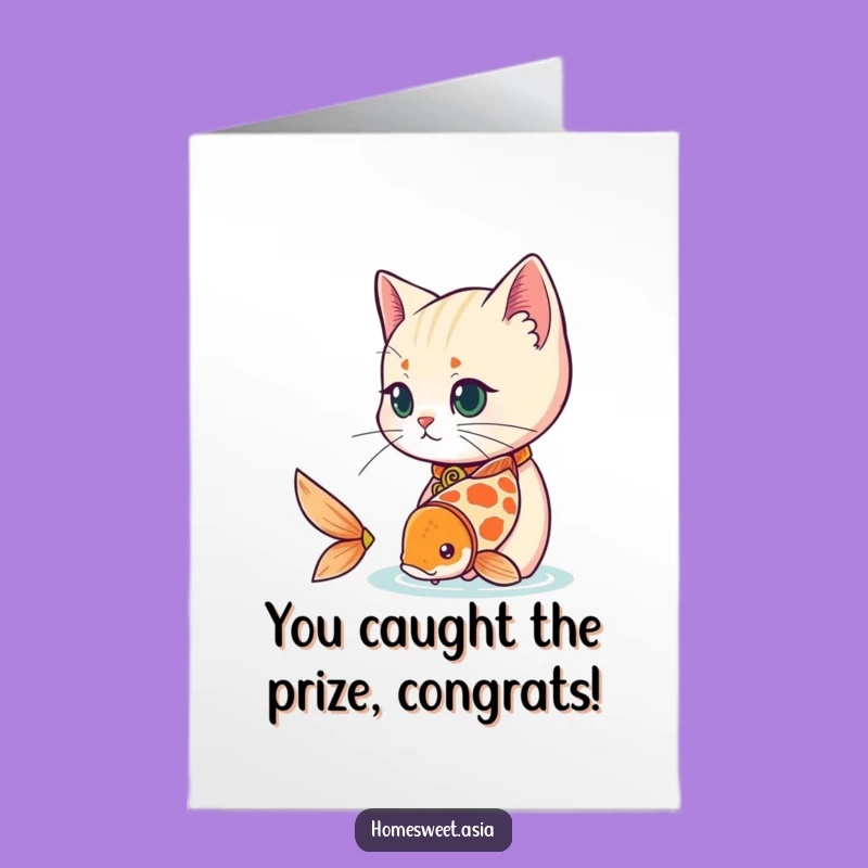Free Printable Cat Card: Koi Observer Congrats Downloadable Joy