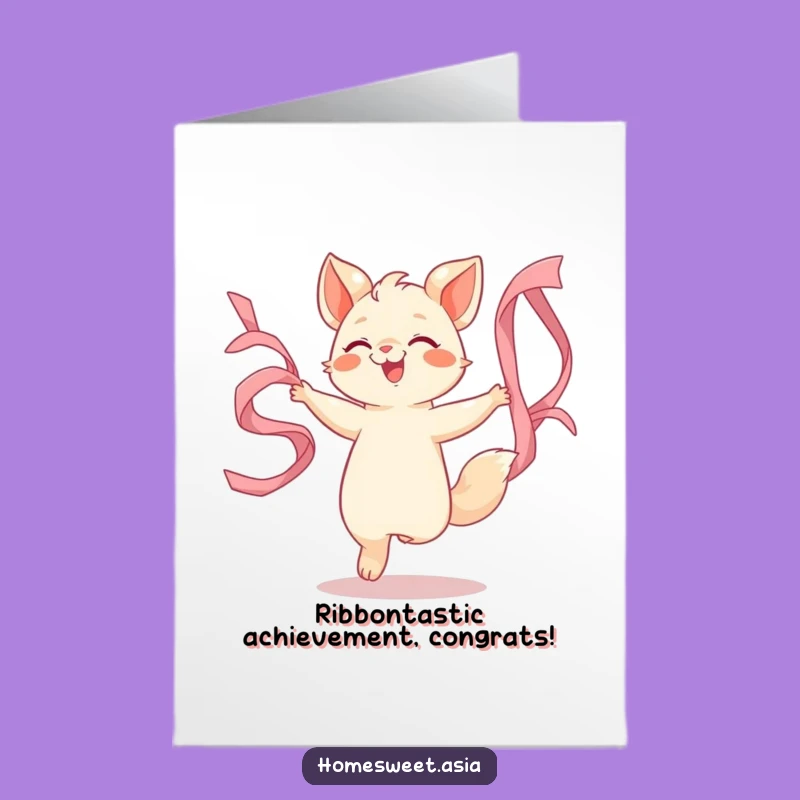 Graceful Free Printable Congrats Card: Dancing Animal Ribbons Downloadable