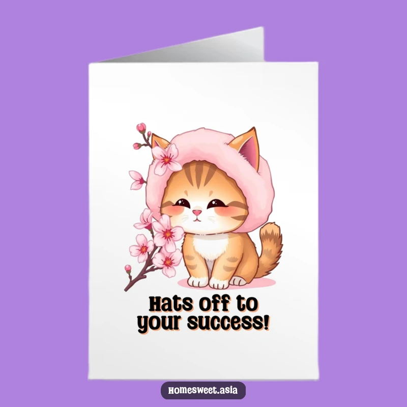 Free Printable Congrats Card: Amusing Cat Hat Design, Unique Downloadable Gift