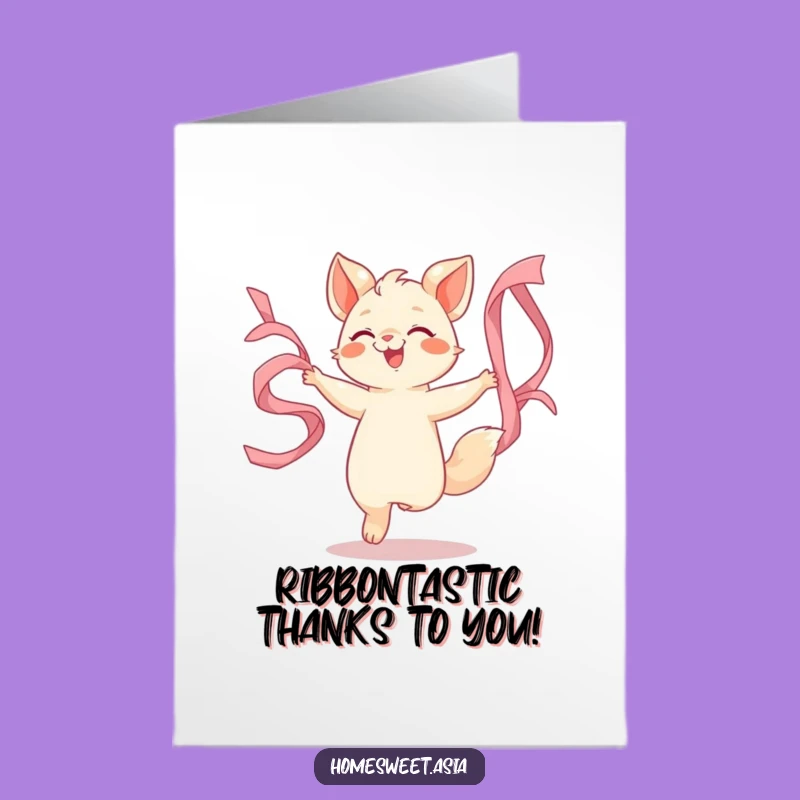 Expressive Free Printable Thank You Card: Dancing ribbons Downloadable