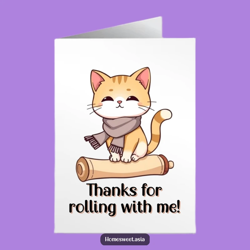 Free Printable Cat Thank You Card: Elegant Scroll Balance Downloadable Gratitude