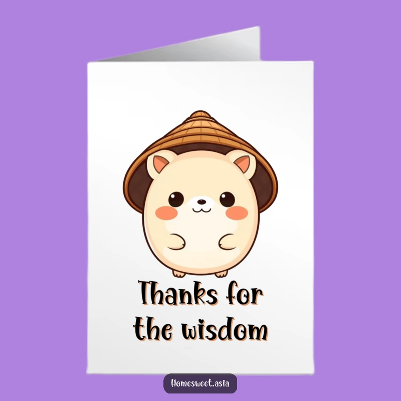 Free Printable Thank You Card: Charming Animal in Conical Hat, Grateful Downloadable Gift