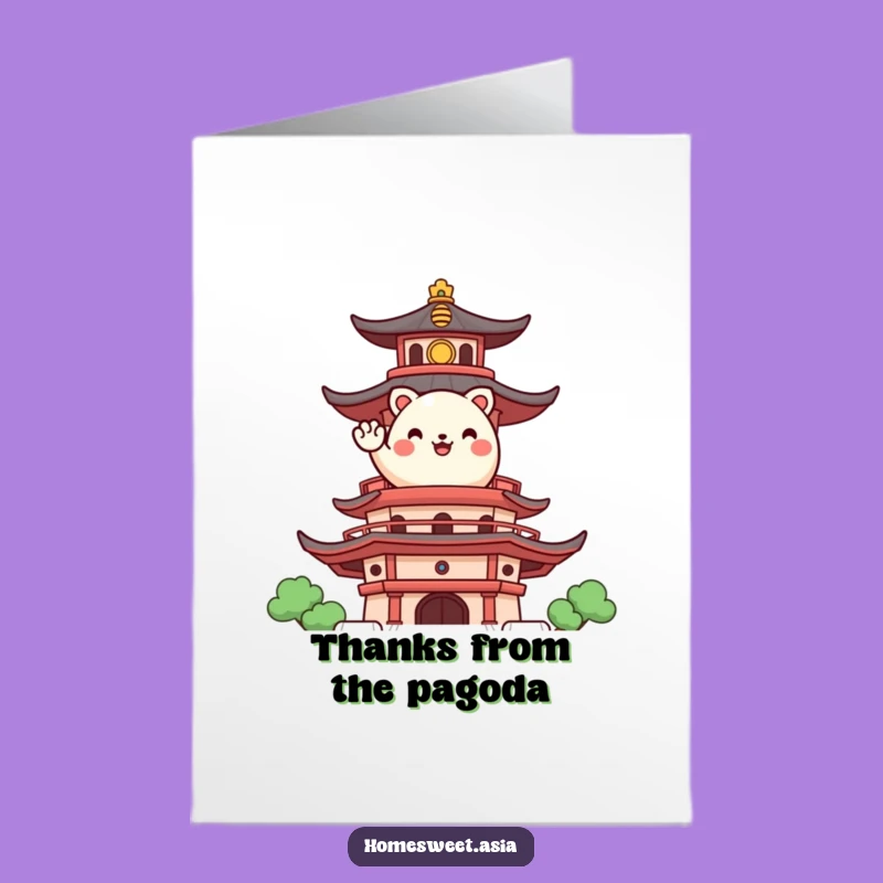 Free Printable Thank You Card: Happy Animal Pagoda Gratitude, Eastern Downloadable Gift
