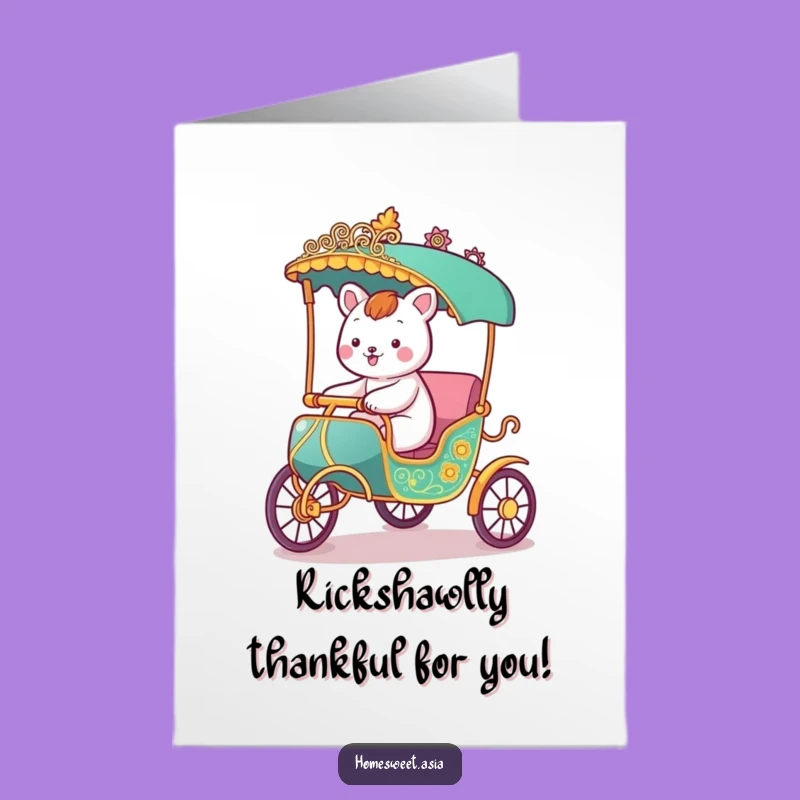 Grateful Free Printable Thank You Card: Animal Rickshaw Ride Downloadable