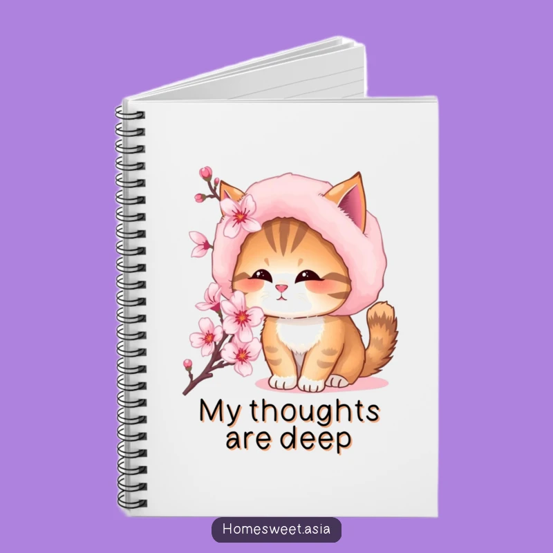 Funny Cat Blossom Sniffing Notebook - Fur Hat Kitty Journal Gift