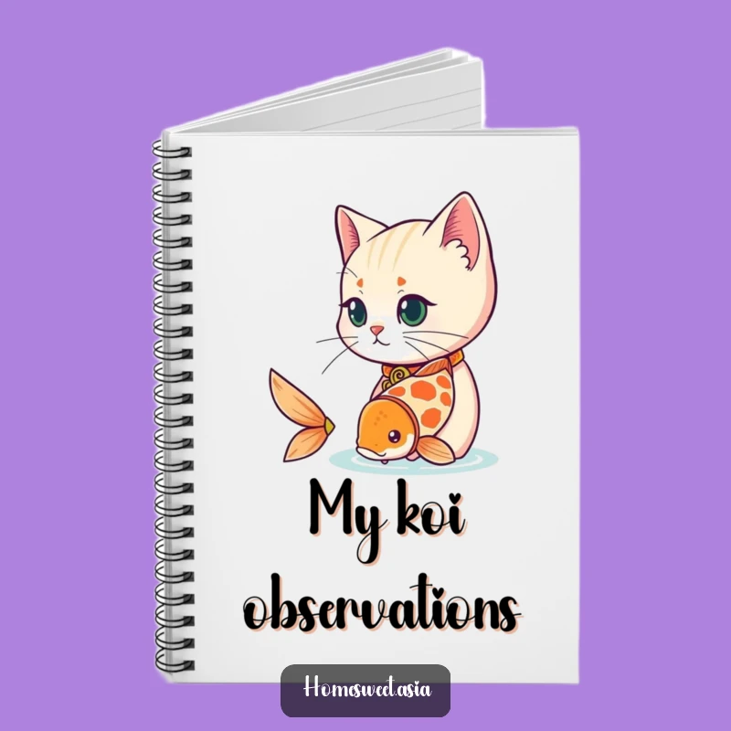 Serene Funny Cat Koi Notebook: Jot Down Thoughts with Peaceful Humor