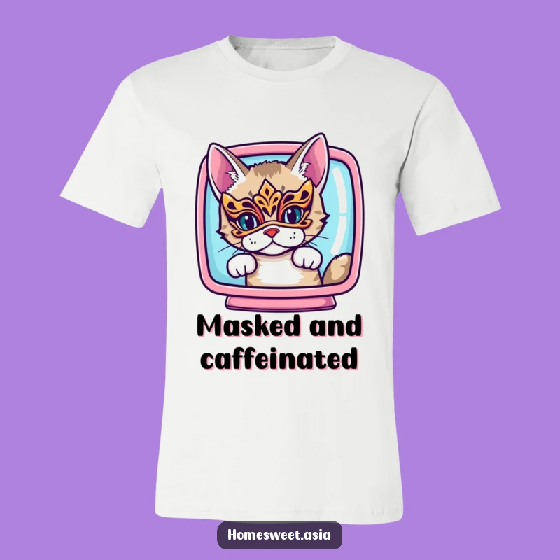 Funny Masked Cat Peeking T-Shirt: Stylish Secret Agent Humor for You