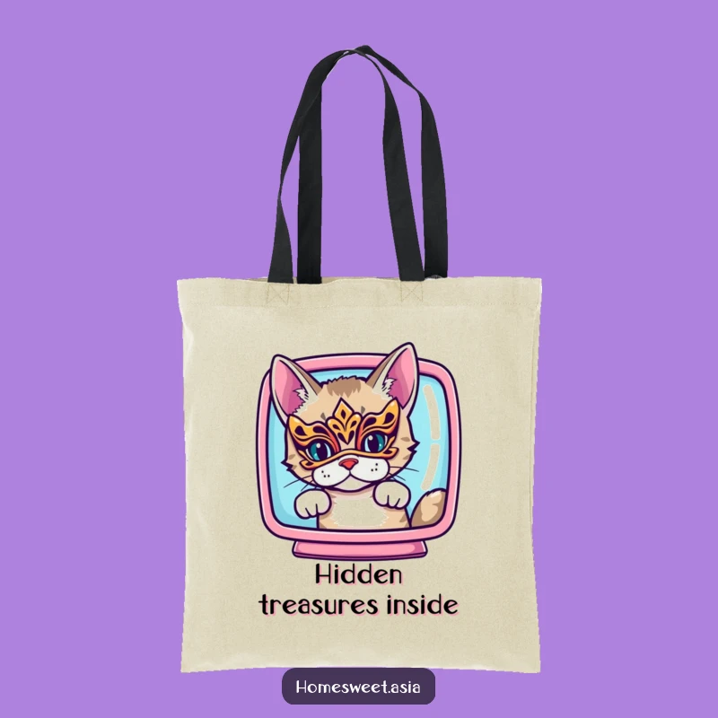 Stylish Funny Cat Mask Tote Bag: Carry Your Secrets with Humorous Flair