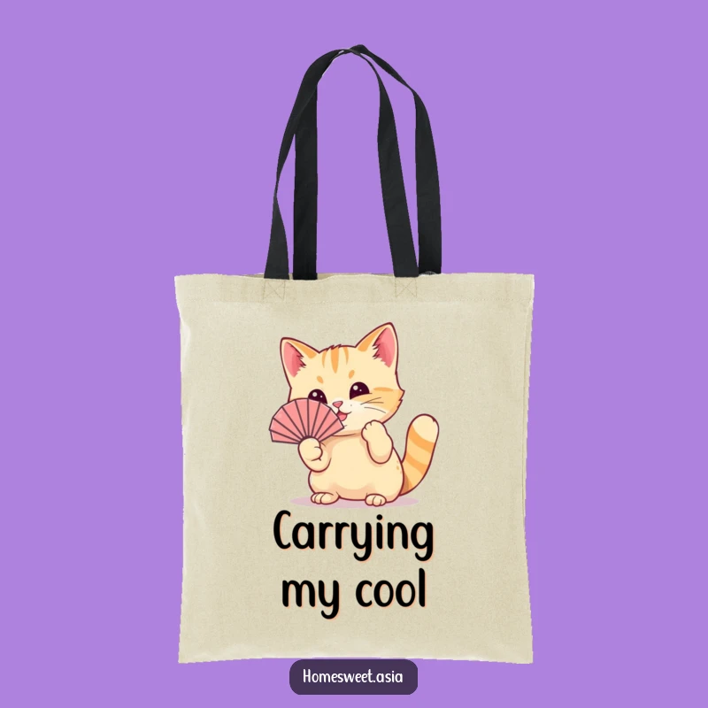 Stylish Funny Cat Fan Tote Bag: Carry Your Essentials with Breezy Humor